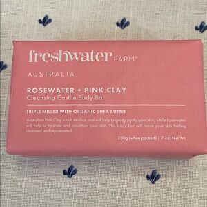 FRESHWATER Australia Rosewater + Pink Clay Cleansing Castile Body Bar